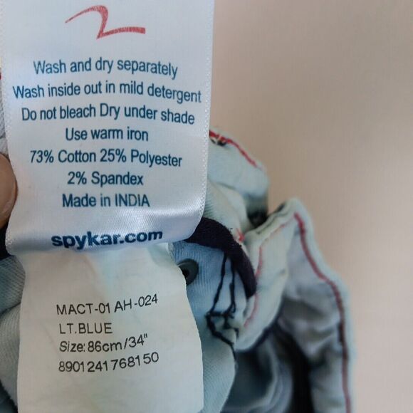 Spykar Jeans Mens 34x32 Blue Light Wash Low Rise Ultra Slim Thigh Narrow Stretch - Picture 7 of 7